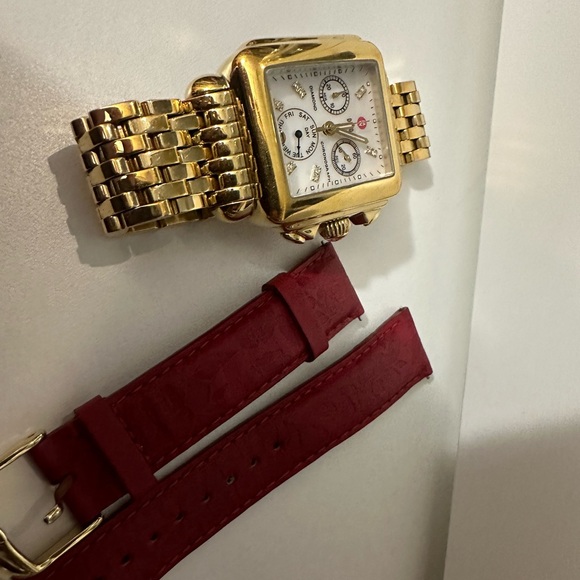 Michelle Deco watch in gold with 12 sparking diamond marks w extra wrist band - Picture 5 of 8
